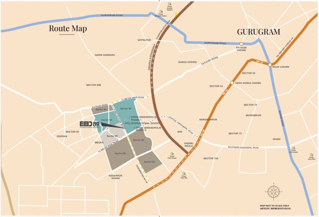 Emaar Business District Sector 89 Gurgaon Location Map